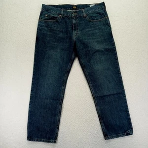 Lee Regular Fit Jeans Mens 38x29 Blue Straight Denim Dark Wash New - Picture 1 of 8