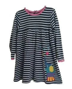 Jojo Maman Bebe Dress 4-5 Years Navy Blue Elephant Stripe - Picture 1 of 10