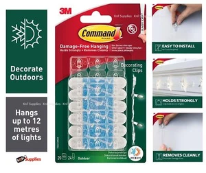 Command CLEAR 17026H Outdoor Decorating Clips Hooks Wall Hanging Fairy Lights - Picture 1 of 13