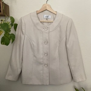 LE SUIT Women's Cream Blazer Size 6 Tailored Collarless Button Jacket F96 - Picture 1 of 8
