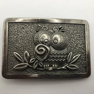 Owl Belt Buckle Cute Happy Bird Wisdom Spirit Animal Boho Hippie Vintage 1980s - Picture 1 of 22