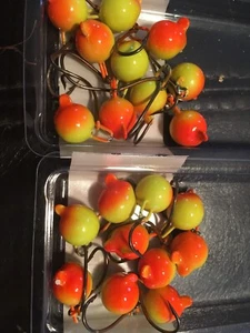 20 Arkie 1/4 oz. Orange/Chart Walleye & Panfish Jig Heads Fishing Jigs Hooks - Picture 1 of 5