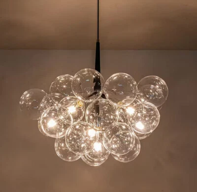 HUOKU Alma 6-Light Gold/White Cluster Bubble Globe Chandelier with Clear Glass - Image 1 of 3