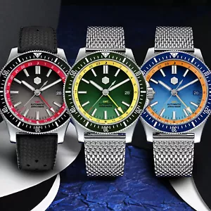 SAN MARTIN SN0119-G GMT Automatic Gradient Dial Stainless Steel 41mm Diver Watch - Picture 1 of 45