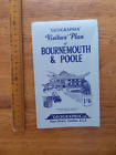Vintage Geografia Plan dla odwiedzających Bournemouth & Poole kolorowe trasy tramwajowe autobusowe