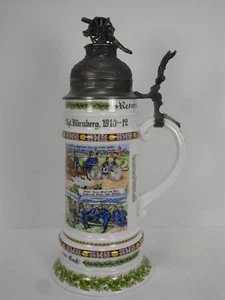 KAISER W GERMANY E 483 REPLICA WW1 REGIMENTAL MILITARY LION BEER LIDDED STEIN - Picture 1 of 12