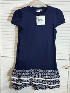 Karen Walker Uniqlo Navy Blue Cotton Dress Girls 150 Size 12 NEW - Picture 1 of 12
