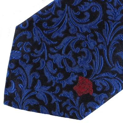 Gravata de seda 100% nova VERSACE azul royal barroco - genuína - caixa de presente original 231290 - Imagem 1 de 4