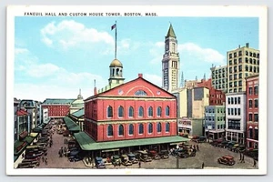 Linen Postcard Faneuil Hall And Custom House Tower, Boston Massachusetts P1 - Picture 1 of 2