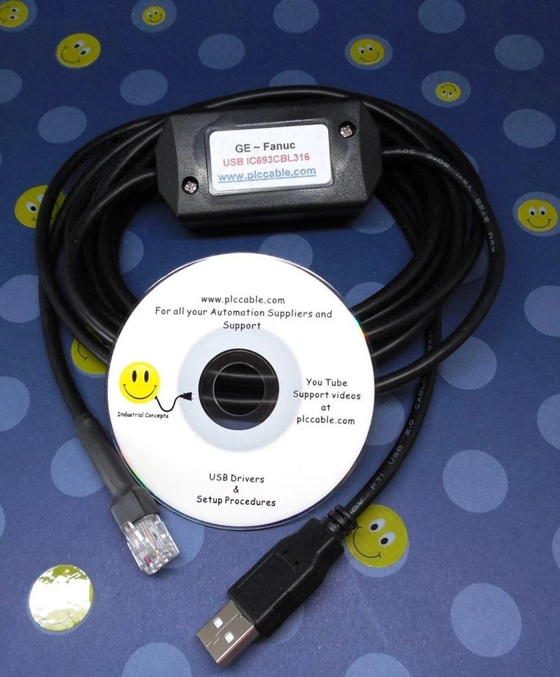 PLC CABLE INC GE Fanuc USB/SNP PLC Cable IC693CBL316 Station Manager PACs Analyzer