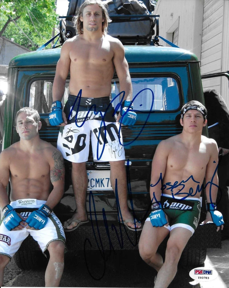 Фотография Урайи Фабера Джозефа Бенавидеса с автографом Чада Мендеса из UFC 8x10 с сертификатом подлинности PSA/DNA WEC  - Изображение 1 из 4