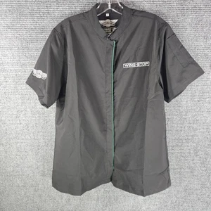 Wing Stop Restaurant Employee Uniform Short Sleeve Shirt Chef Black Medium NEW - Picture 1 of 5