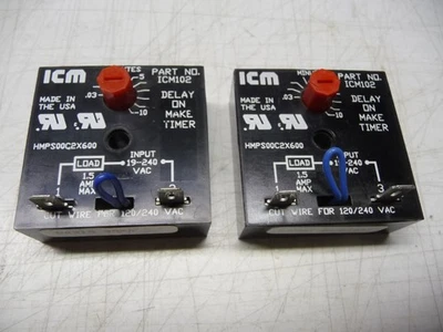 ICM Controls #ICM102, Delay on Make Timer, 19 - 240 VAC/VDC, New, Lot of 2