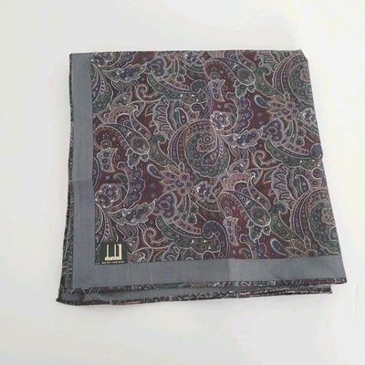 Dunhill Vintage Cotton Handkerchief Square Designer Blue Gray Paisley 18" Medium - Image 1 of 4