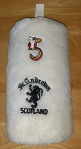 Cubierta de cabeza vintage St Andrews Scotland blanca 5 felpa de hierro - Imagen 1 de 6