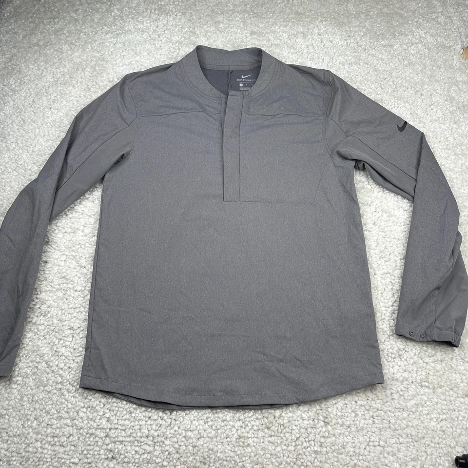 Nike Shield Half Zip Golf Jacket Mens Small Gray Swoosh 892211 Wind Lightweight - Image 1 of 4