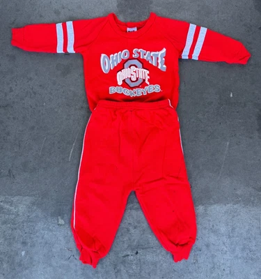 Conjunto de suéter e calça vintage OHIO STATE BUCKEYES banco de parque infantil tamanho 24M - Imagem 1 de 4