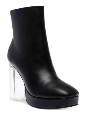 WILD PAIR Mujer Negro 1" Plataforma Charlee Puntera Cuadrada Botas con Cremallera 7 M Foto 1 de 4