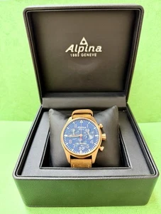Authentic Alpina Startimer Pilot big date chronograph Rose gold 44mm mint R3 - Picture 1 of 16
