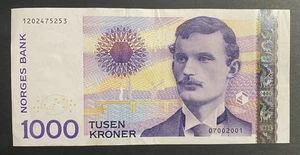 Norway Banknote 1000 KRONER 2001 P.-52A SPL/XF - Picture 1 of 2