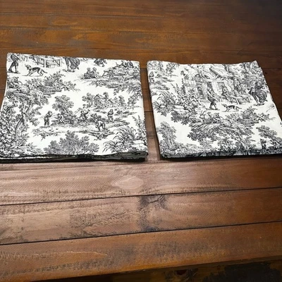 JC Penney винтажный черный белый Джеймстаун туалет сцена коттедж балдахины 24 x 57 пара - Изображение 1 из 4