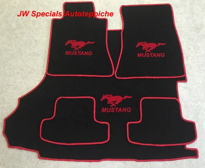 Tapis de Voiture Sol Coffre Kit pour Ford MUSTANG Coupé Rouge 2015-2023 5tlg - Photo 1/4