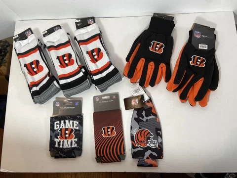 Bengals Lot of Socks, Gloves and Drink Cozies Cincinnati NWT Cover