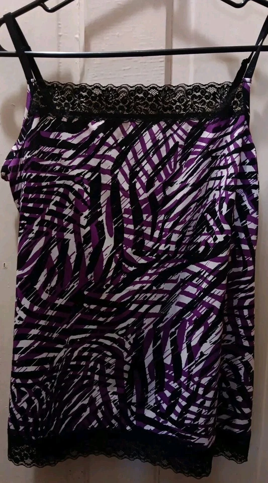 Moda Bug Cami Camiseta sin Mangas Mujer Talla Grande Encaje Púrpura Negro Correas Ajustables Foto 1 de 4