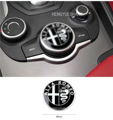 1Pcs Alfa Romeo Logo Giulia Stelvio Center Console Decorative Badge Black - Image 1 of 4