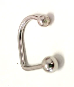 Labret Chin Lippy Loop con 4 mm con bola de gema y bola de 5 mm calibre 14 acero 3/8" * - Imagen 1 de 3