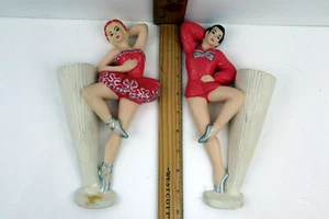 Vintage Chalkware Ballet Dancers Mid Century MCM Set 10" Wall Art Decor - Imagen 1 de 8