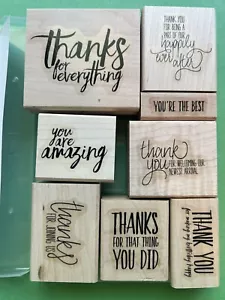 Stampin' Up! Wood Stamp Set Of 9 - ALL THINGS THANKS **Only Wood Set On eBay** - Picture 1 of 4