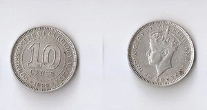 MALAYA  10 cents 1939 I King George VI   High grade!!! - Picture 1 of 1