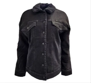 HoodLamb Women's Black Denim Sherpa Lined Hemp Oversized Jacket NWT - Picture 1 of 2