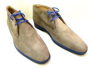 Tod's Men's Taupe Suede 2 Eye, Desert/Chukka Boots Size 9.5A, Blue Laces, EUC - Picture 1 of 18