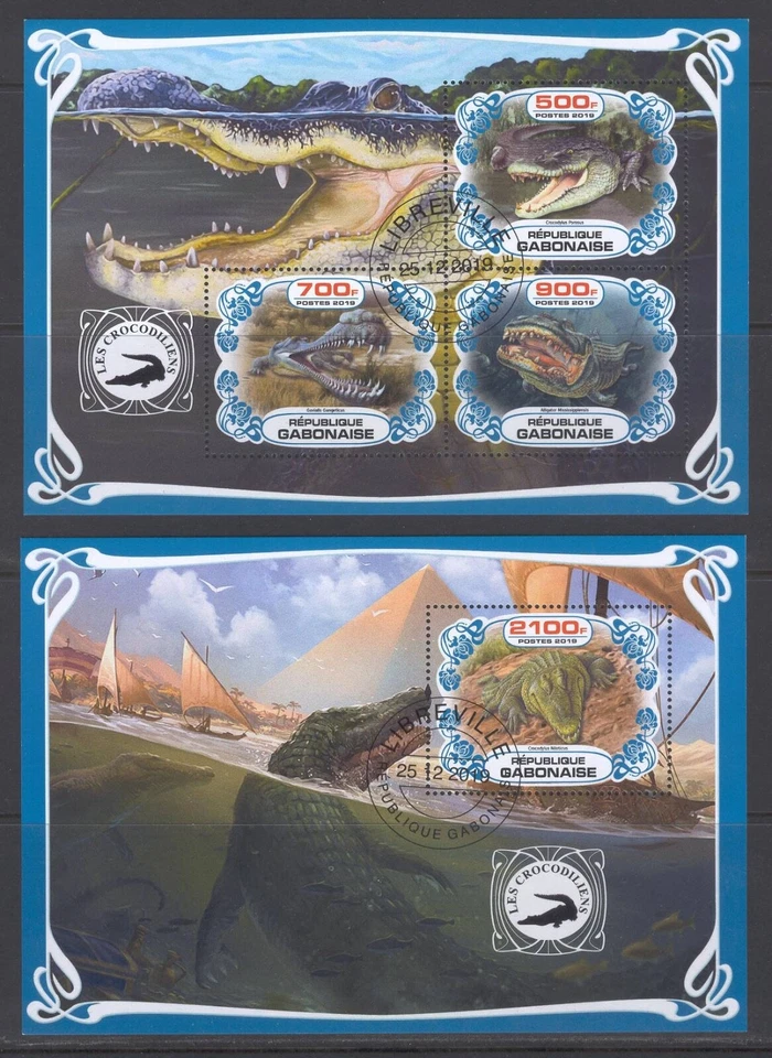 GABON 2o19 LES CROCODILIENS ALEGATORS REPTILES WILD ANIMALS STAMPS CTO LOLLINI - Image 1 of 1