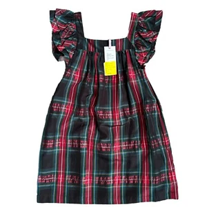 Vineyard Vines Christmas Dress Girls S NEW Black Plaid Tartan Smocked Ruffle - Picture 1 of 9