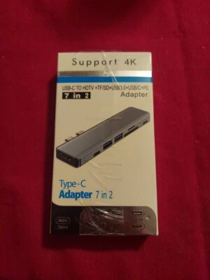 Dual USB-C HUB Adapter Type C to USB3.0 SD Card Reader HDMI 4K HD PD Converter - Image 1 of 2