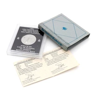 1987 Mo Proof Onza Platinum Coin 1 OZ Coin Mexico Mint Holder Cert 1500 MTG - Picture 1 of 4