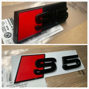 OEM Style Fitting Gloss Black S5 Rear + Front Grille Badge Set for Audi S5  - Bild 1 von 12