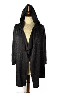 Juicy Couture Womens Black Glitter Open Flyaway French Terry Hoodie - Sizes XS - Picture 1 of 12