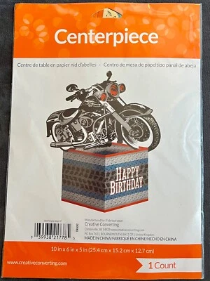 New/Sealed - Creative Converting Motorcycle Happy Birthday Centerpiece - New - Image 1 of 2