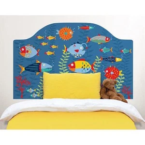 FISH TALES Twin HEADBOARD 1 MURAL wall sticker coral bubbles decal bedroom decor - Picture 1 of 2