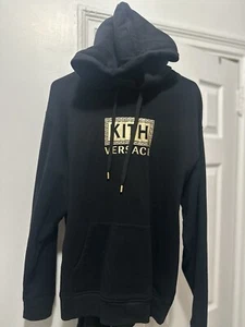 VERSACE x KITH Black Greek Key Logo Hoodie Size: Large (Pre Owned) - Picture 1 of 4