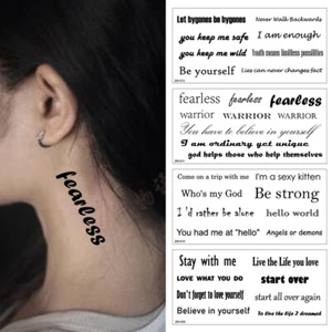 Mini Temporary Tattoo Stickers Waterproof Writing Words Letters Body Art DIY - Picture 1 of 21