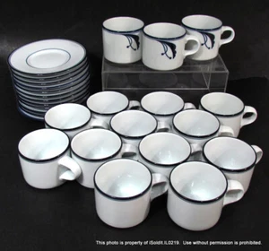 24-PC DANSK CONCERTO CUPS & SAUCERS White & Blue 12 Sets + 3 BONUS FLORA CUPS - Picture 1 of 6