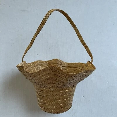 Cesta Tejida Mango Plantas Flores Naturales Almacenamiento Ligero Pascua Foto 1 de 4