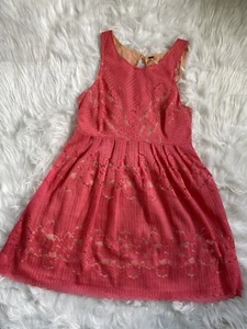 Free People Dress Coral Pink Women’s Size 10 Lined Cutout Back **Read** - Picture 1 of 9