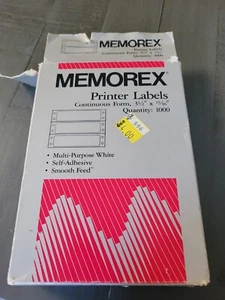 Impresora Memorex etiquetas blancas multipropósito forma continua 3 1⁄2x15/16 - Imagen 1 de 8
