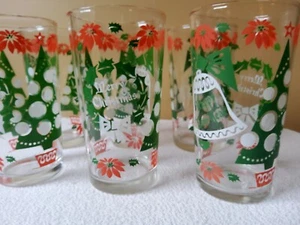 Hazel Atlas Vintage Christmas Drinking Glasses 6 - Picture 1 of 7